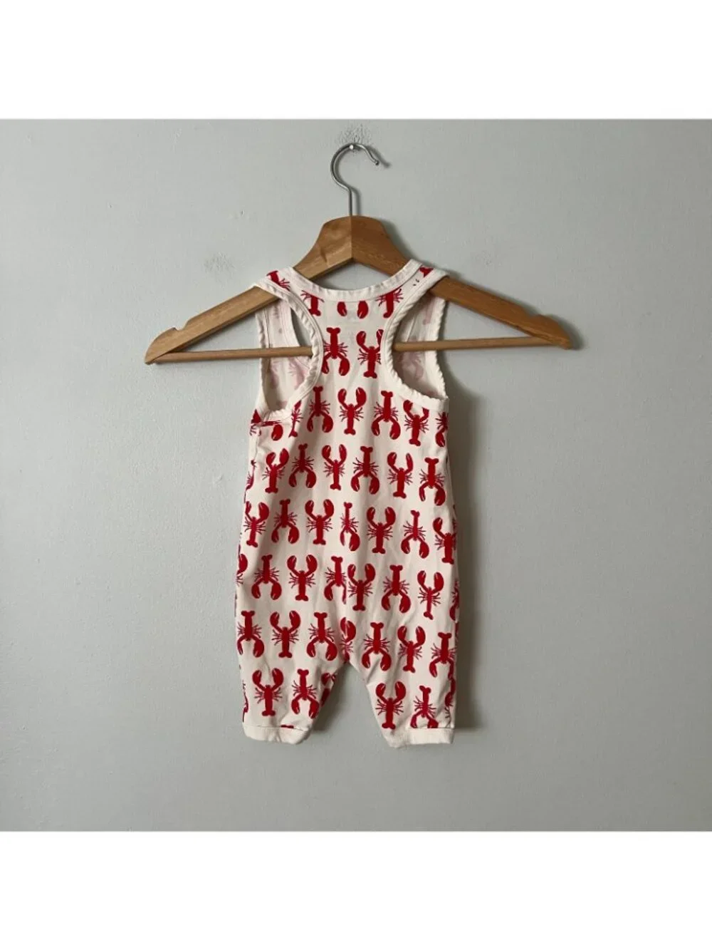 Monica & Andy Red & White Sleeveless Lobster Romper Infant Size 9-12 Months